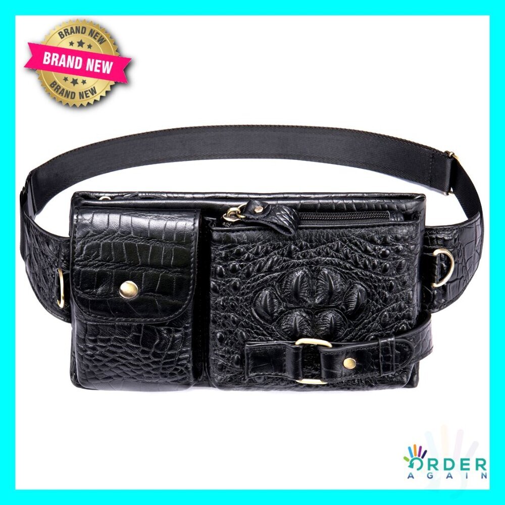Genuine Leather Waist Pack Vintage Rugged Fanny Pack Hands-Free Travel